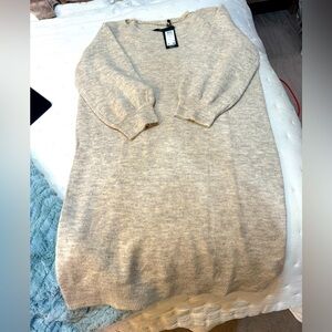 Vero Moda Heathered Light Gray and Cream 3/4 Sleeved Sweater Dress Size XL NWT